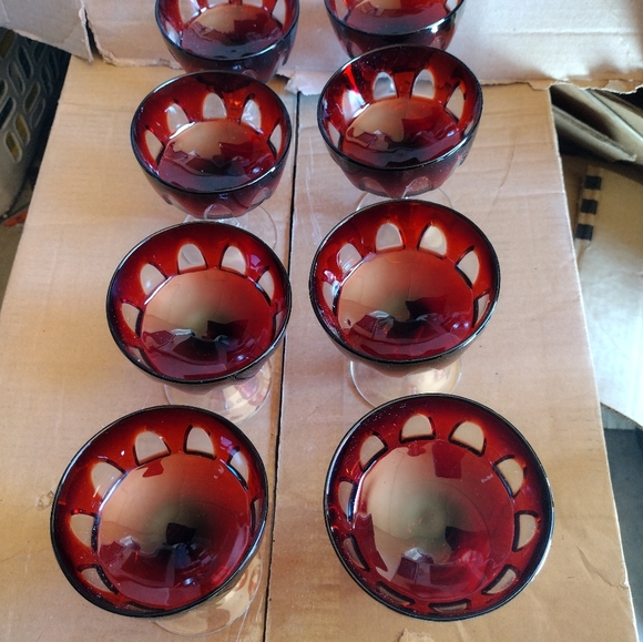 Vintage Cristal D'Arques Durand Ruby Red Crystal Champagne/Sherbert, Set of 8 - Picture 5 of 5